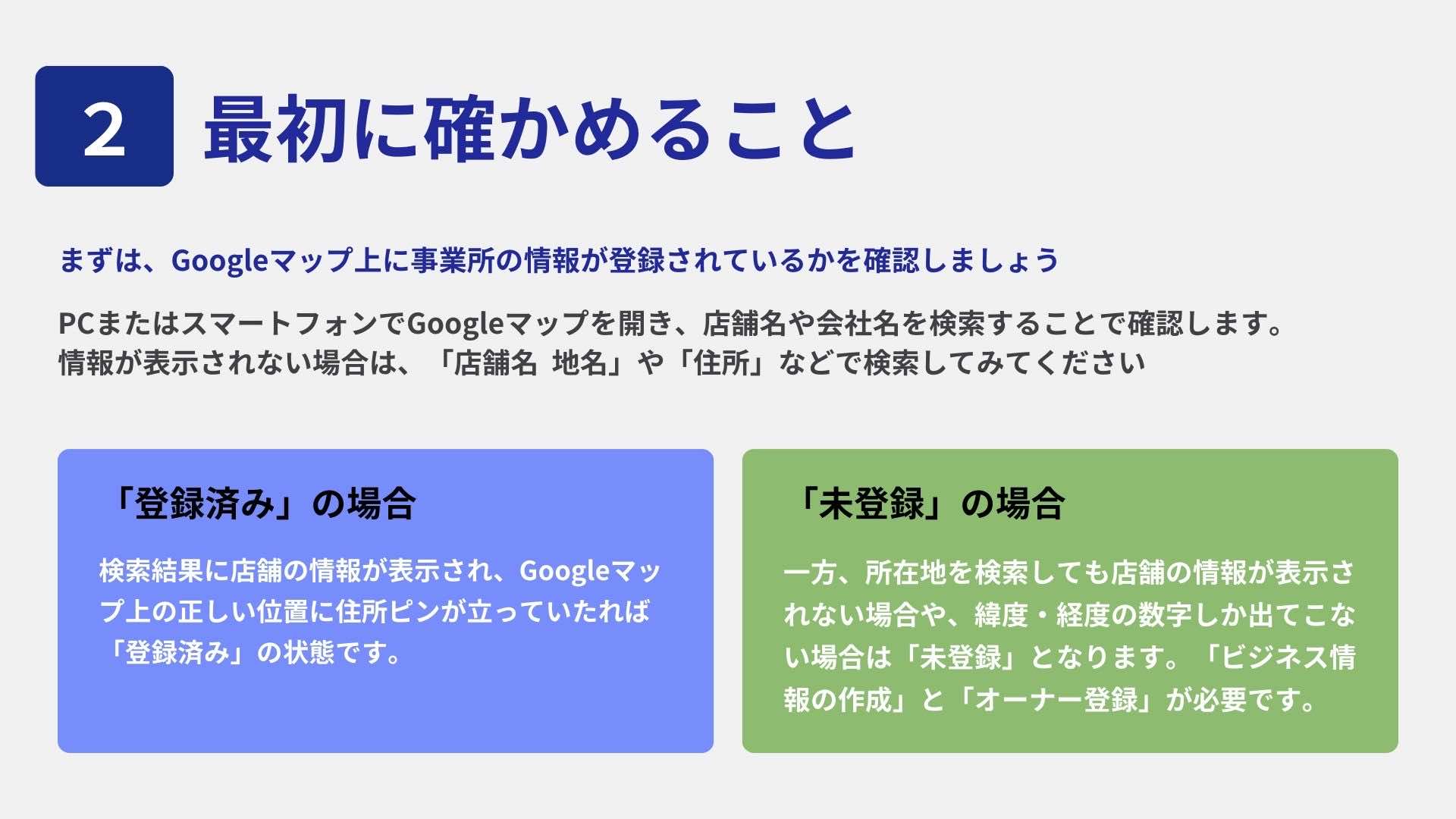 自店舗のビジネスプロフィールが存在するか確かめる