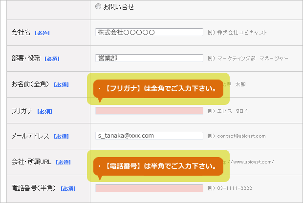 フォーム入力支援機能