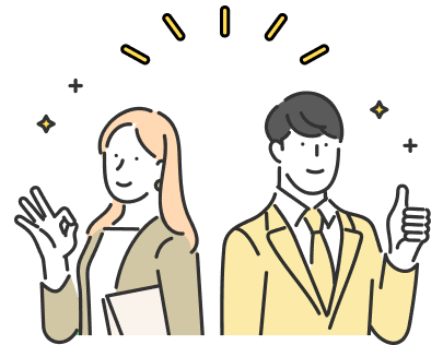 満足そうにOKサインとグッドポーズをする男女のイラスト